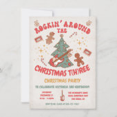 Rockin' Christmas Tree Hippie Verjaardag 3 feest Kaart (Voorkant)