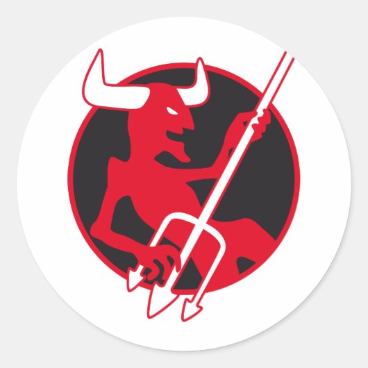 Rockin Devil weiß Ronde Sticker (Voorkant)