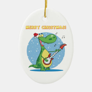 Rockin' dinosaur merry kerkernament keramisch ornament