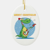 Rockin' dinosaur merry kerkernament keramisch ornament (Achterkant)