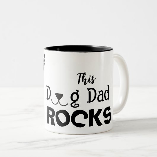 Rockin' Dog Dad Mug Tweekleurige Koffiemok (Voorkant rechts)