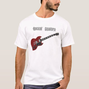 Rockin' Grandpa, rode en zwarte gitaar T-shirt