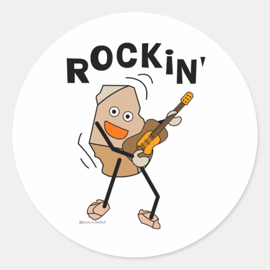 Rockin' Guitar Ronde Sticker (Voorkant)