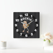 Rockin' Guitar Vierkante Klok (Huis)