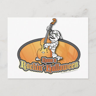 Rockin' Halloween met Mummy op de Upright Bass Briefkaart
