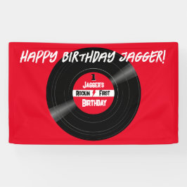 Rockin Happy Birthday Vinyl Record Rood Spandoek