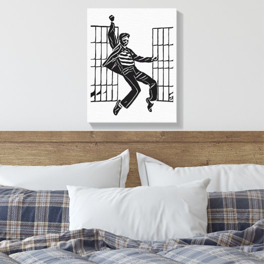 Rockin Het Man van de gevangenis dansen Abstracte  Canvas Afdruk (Insitu (Slaapkamer))