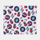 Rockin' Hippie: Vinyl  patroon Fleece Deken (Voorkant (Horizontaal))