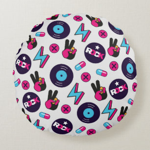 Rockin' Hippie: Vinyl patroon Rond Kussen