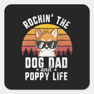 Rockin-hondpap en puppy's geschenk shiba inu vierkante sticker