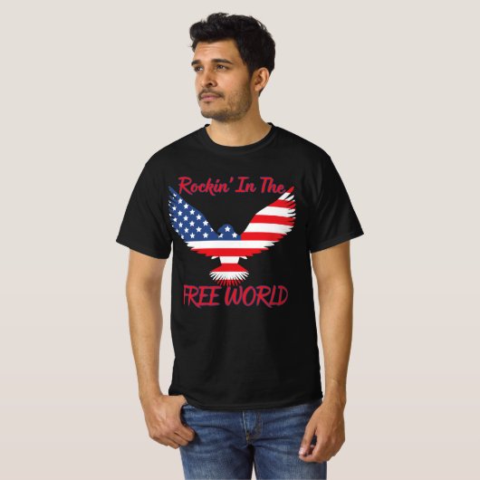 Rockin' in de vrije wereld Amerikaanse adelaar VS T-shirt (Voorkant volledig)