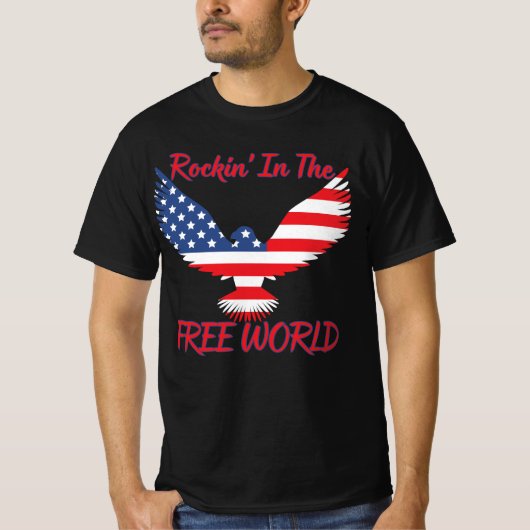 Rockin' in de vrije wereld Amerikaanse adelaar VS T-shirt (Voorkant)