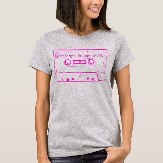 Rockin Jams Roze Naam Sjabloon T-shirt (Voorkant)