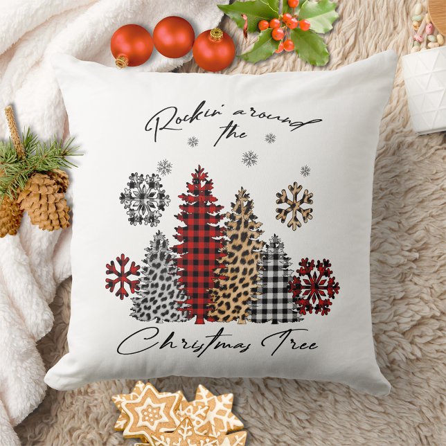 Rockin' Kerst Kussen – Retro Boom Ontwerp (Creator heeft geüpload)
