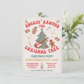 Rockin kerstboom Hippie Retro Party Kaart (Staand voorkant)