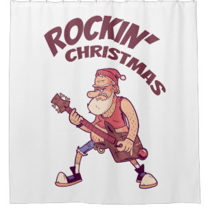 Rockin Kerstmis, kerstmis met Guitar Invita Douchegordijn