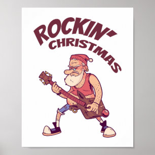 Rockin Kerstmis, kerstmis met Guitar Invita Poster