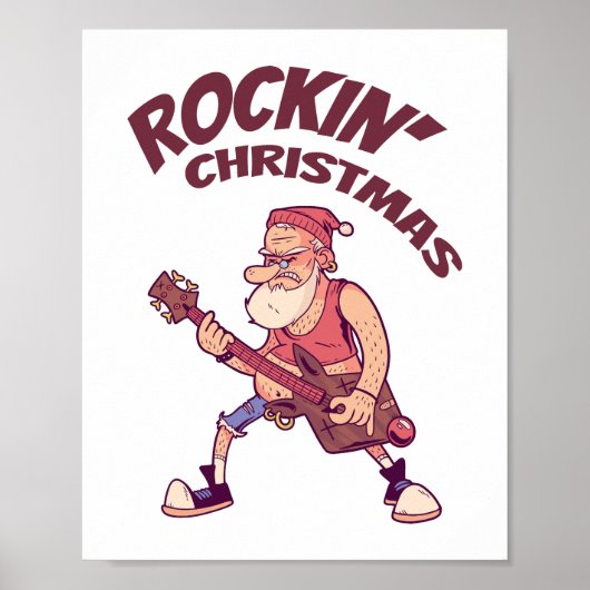Rockin Kerstmis, kerstmis met Guitar Invita Poster (Voorkant)