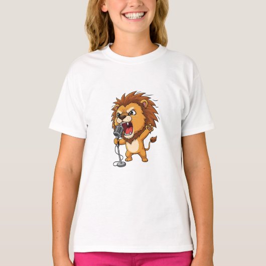 Rockin Leeuw Microfoon Kids T-shirt (Voorkant)