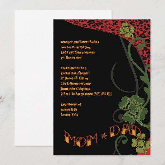 Rockin mama en papa kaart (Voorkant / Achterkant)