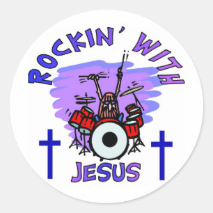 Rockin met Jezus Christelijke Gift Ronde Sticker