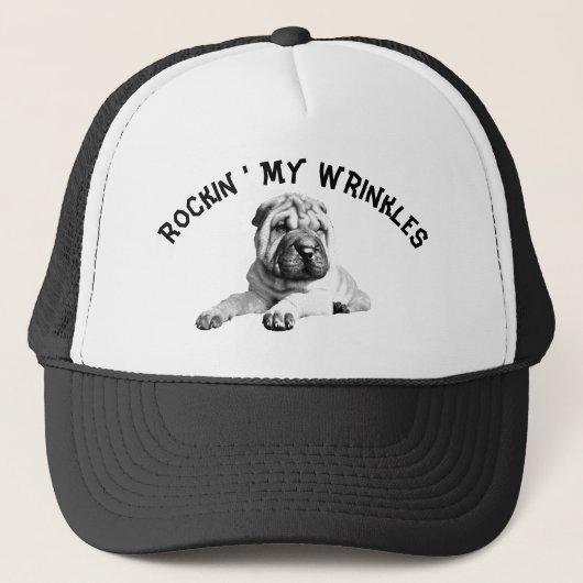 Rockin' Mijn rimpels Shar Pei Trucker Hat Pet (Voorkant)
