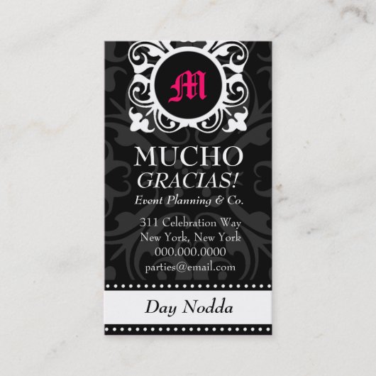 ROCKIN' MUCHO MONOGRAM BLACK VISITEKAARTJE (Voorkant)