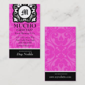 ROCKIN' MUCHO MONOGRAM PINK VISITEKAARTJE (Voorkant / Achterkant)