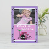 Rockin' Music Theme Birthday Invitations Kaart (Staand voorkant)