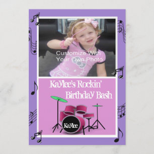 Rockin' Music Theme Birthday Invitations Kaart