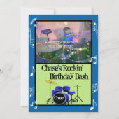 Rockin' Music Theme Birthday Invitations Kaart (Voorkant)
