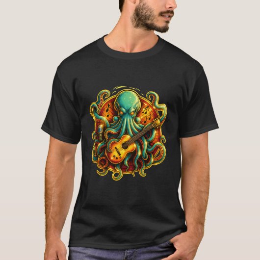 Rockin' Octopus Guitar T-Shirt – Psychedelic Sea M (Voorkant)