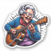 Rockin 'oma grappige strip sticker (Voorkant)