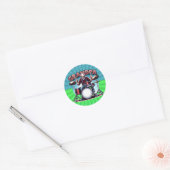 Rockin' opa spelen drums ronde sticker (Envelop)