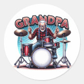 Rockin' opa spelen drums ronde sticker (Voorkant)