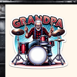 Rockin' opa spelen drums sticker