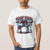 Rockin' opa spelen drums t-shirt (Voorkant)