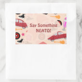 Rockin Pink Fifties Pattern Time Custom Rechthoekige Sticker (Tas)