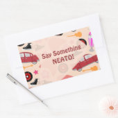 Rockin Pink Fifties Pattern Time Custom Rechthoekige Sticker (Envelop)