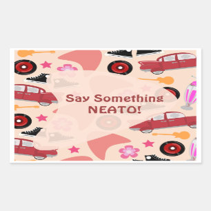 Rockin Pink Fifties Pattern Time Custom Rechthoekige Sticker