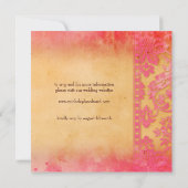 Rockin Pink Grunge Damask Lace Wedding Kaart (Achterkant)