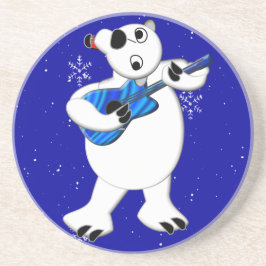 Rockin' Polar-Beer met gitaarzandsteen Onderzetter