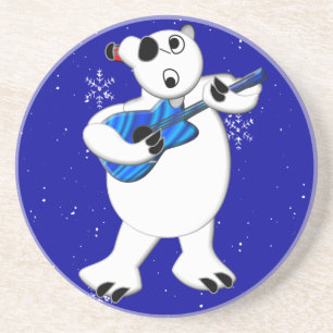 Rockin' Polar-Beer met gitaarzandsteen Onderzetter