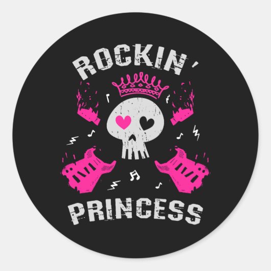 Rockin' Princess Ronde Sticker (Voorkant)