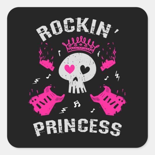 Rockin' Princess Vierkante Sticker (Voorkant)