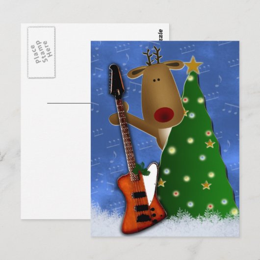 Rockin Reindeer Briefkaart (Voorkant / Achterkant)