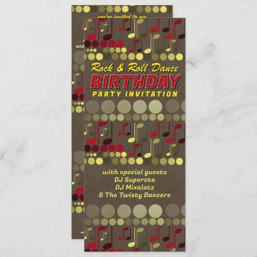 Rockin' Retro Disco Muziek Thema Verjaardagsfeest Kaart (Voorkant / Achterkant)