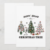 Rockin rond de kerstboom bedankkaart (Voorkant / Achterkant)