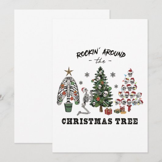 Rockin rond de kerstboom bedankkaart (Voorkant / Achterkant)