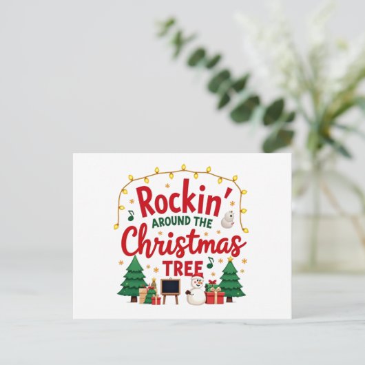Rockin rond de kerstboom briefkaart (Staand voorkant)